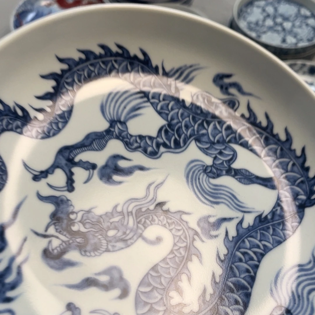 瓷片景德镇青花铠甲龙大壶承