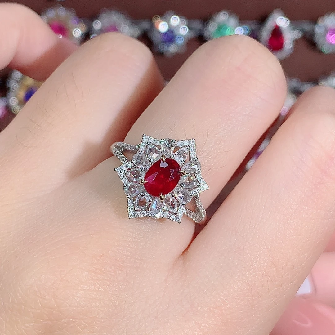 红宝石戒指18K金镶嵌1.16ct/天然宝石/七天无理由