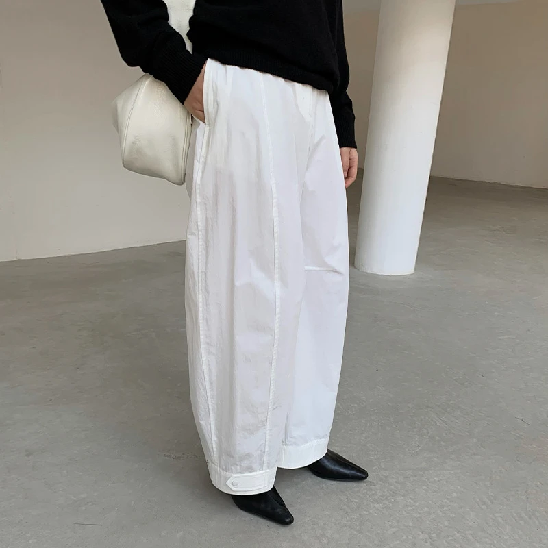 日系可调节裤脚设计显瘦宽松镰刀休闲长裤女2025春季新款