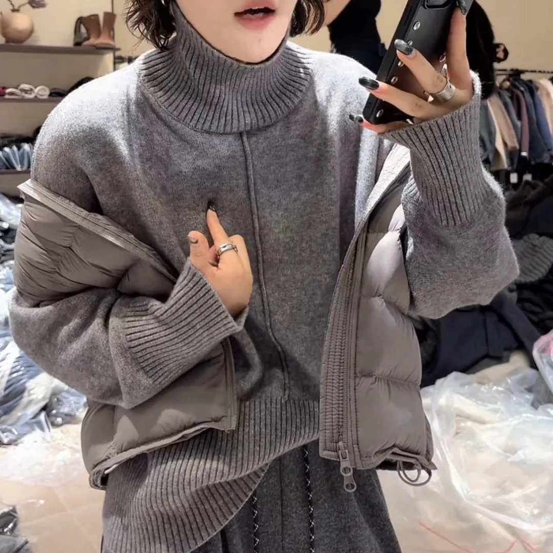2025秋冬新款简约高级感针织衫韩版慵懒风高领上衣LK2507125
