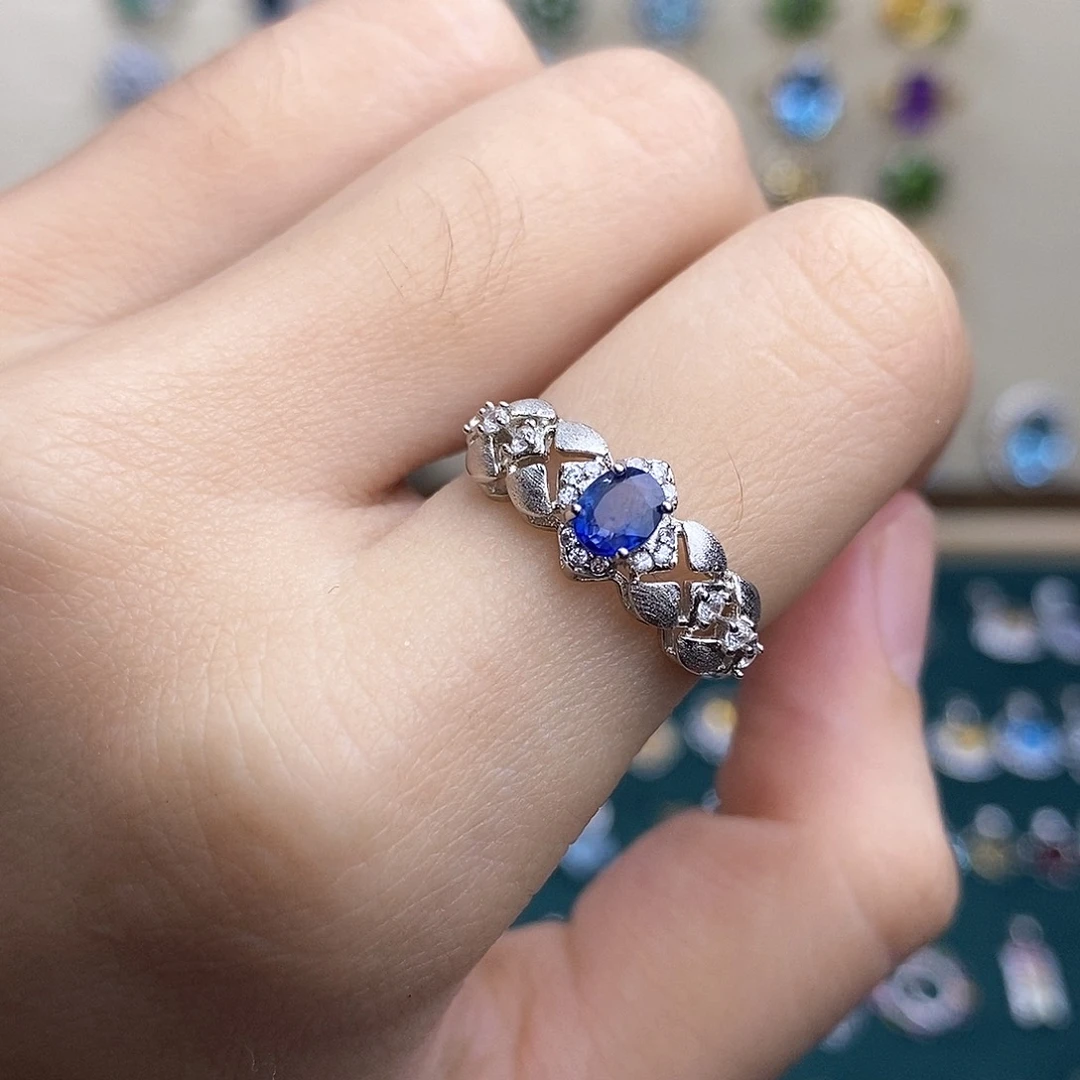 戒指蓝宝石银S925镶嵌（不含证书）