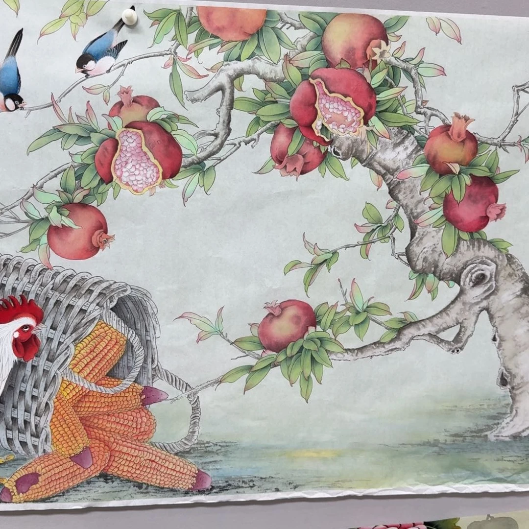 九***洲国画尺寸70X180纯手绘作品