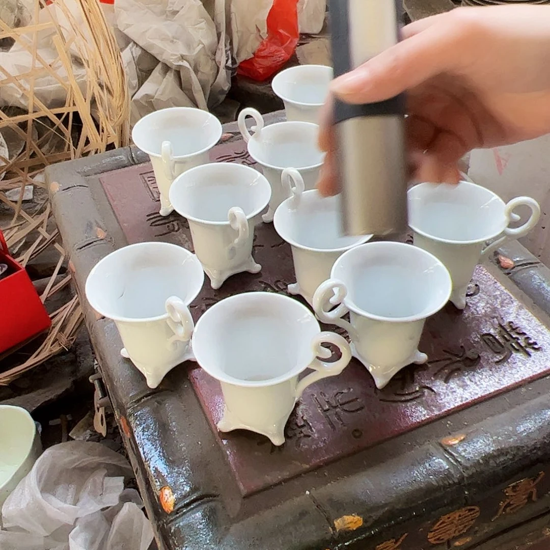摆件陶景德镇陶瓷小杯10个
