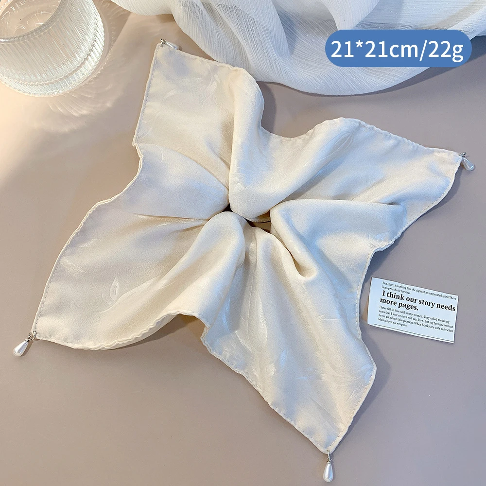 【直播现做】漂漆定制缎面珍珠坠方巾发圈