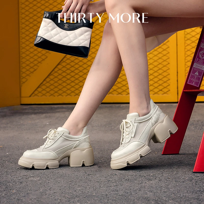 【复古运动】ThirtyMore厚底休闲鞋女春季新款百搭系带女鞋