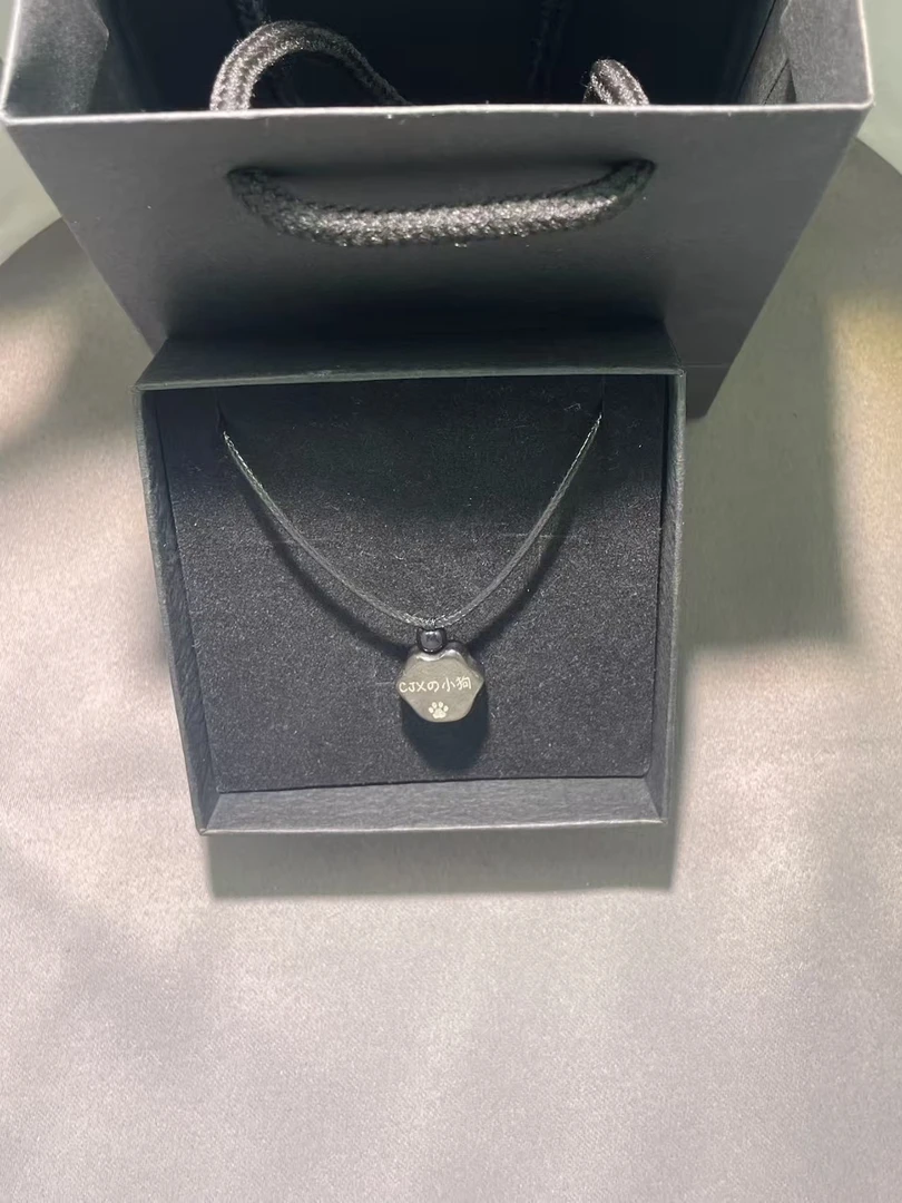 心想事成 银曜石甜酷超萌可爱猫爪项链吊坠男女情侣定制刻字