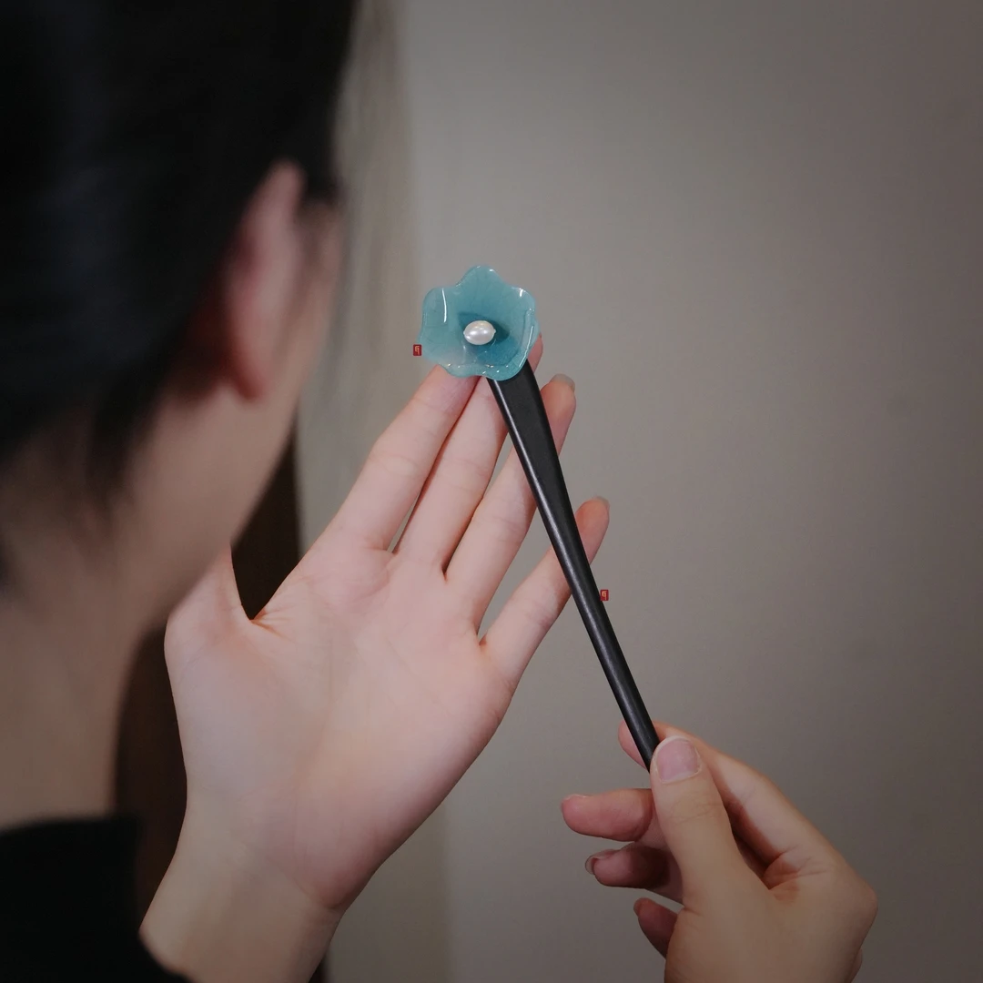 荷花简约款发簪 原创设计新中式国风设计师款荷花发簪