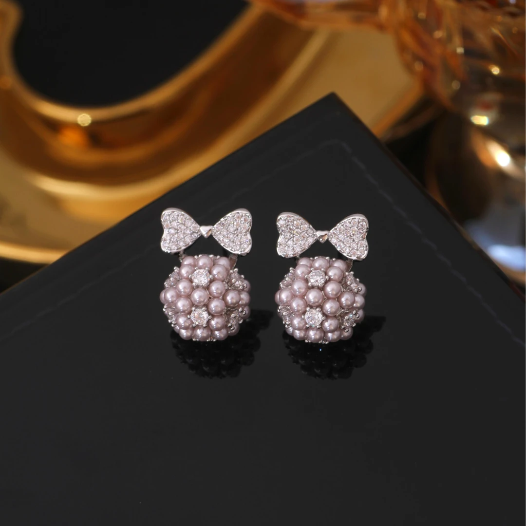 铜合金耳饰 《货号8832》绣花球挂架耳环