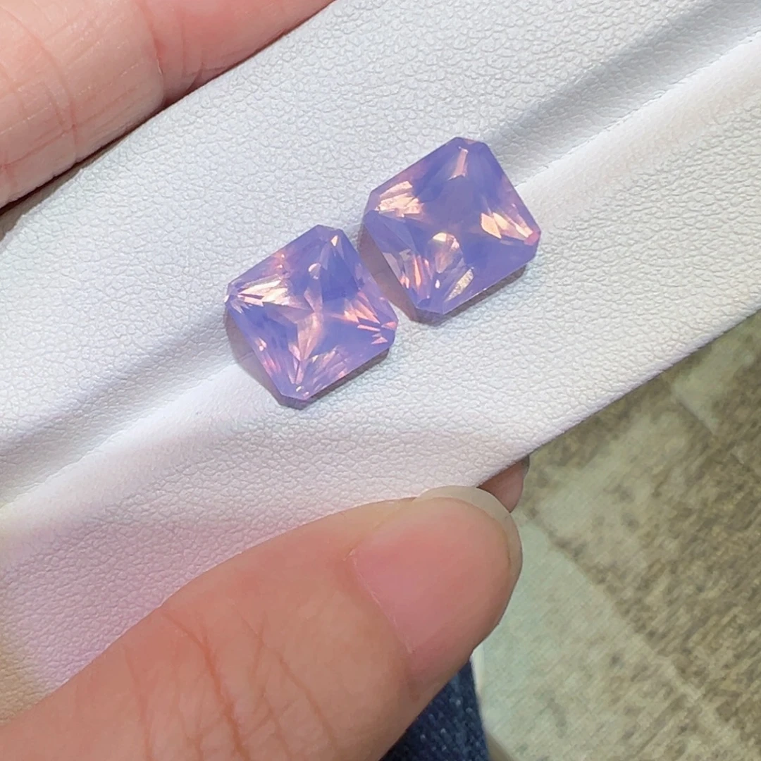 出***啦紫晶珠宝半成品未镶嵌10.4ct两颗紫玉晶