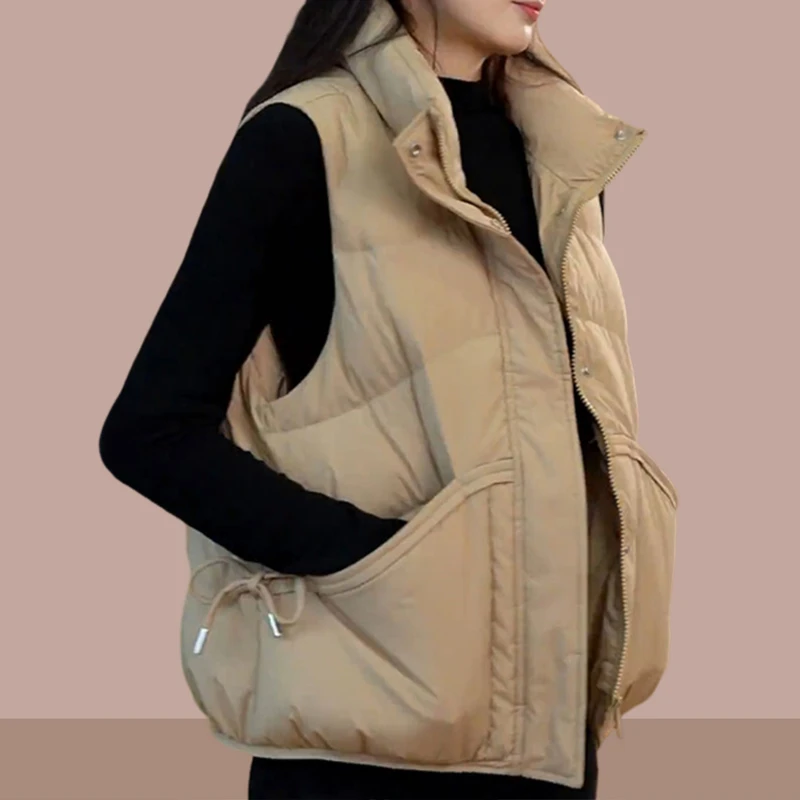 坎肩马甲女新款2025秋冬季小个子百搭立领简约气质背心马夹外套潮