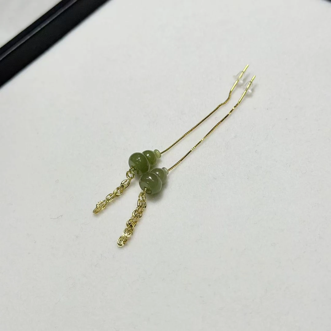 【睿泽赏宝】S925和田玉葫芦耳线有暇/多样性 10*7 KT0040070