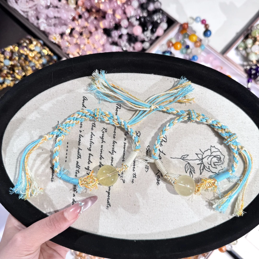 天然水晶黄水晶黄阿赛大单珠设计款手绳多样发其一