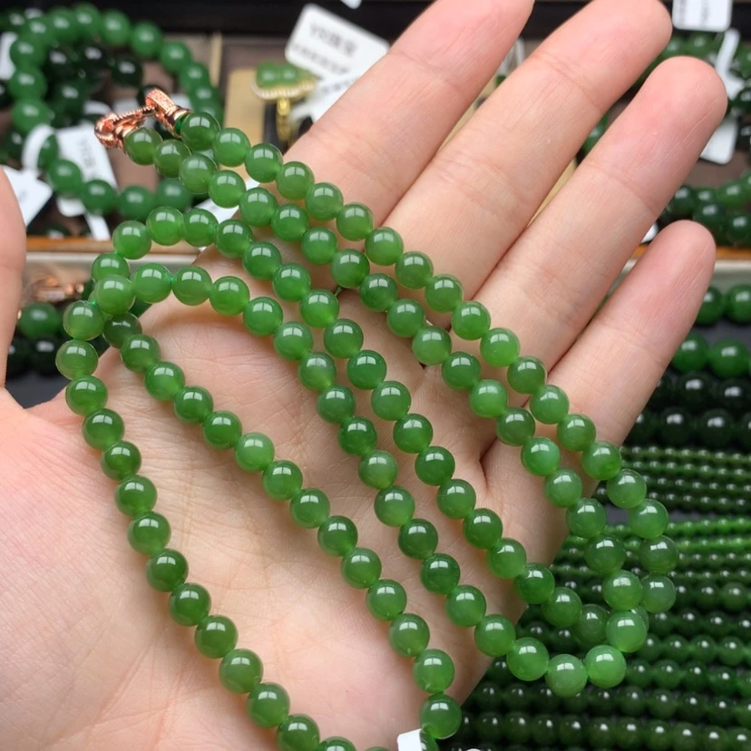 【闪购商品】颈饰未镶嵌和田玉（碧玉）6m辣阳绿无黑