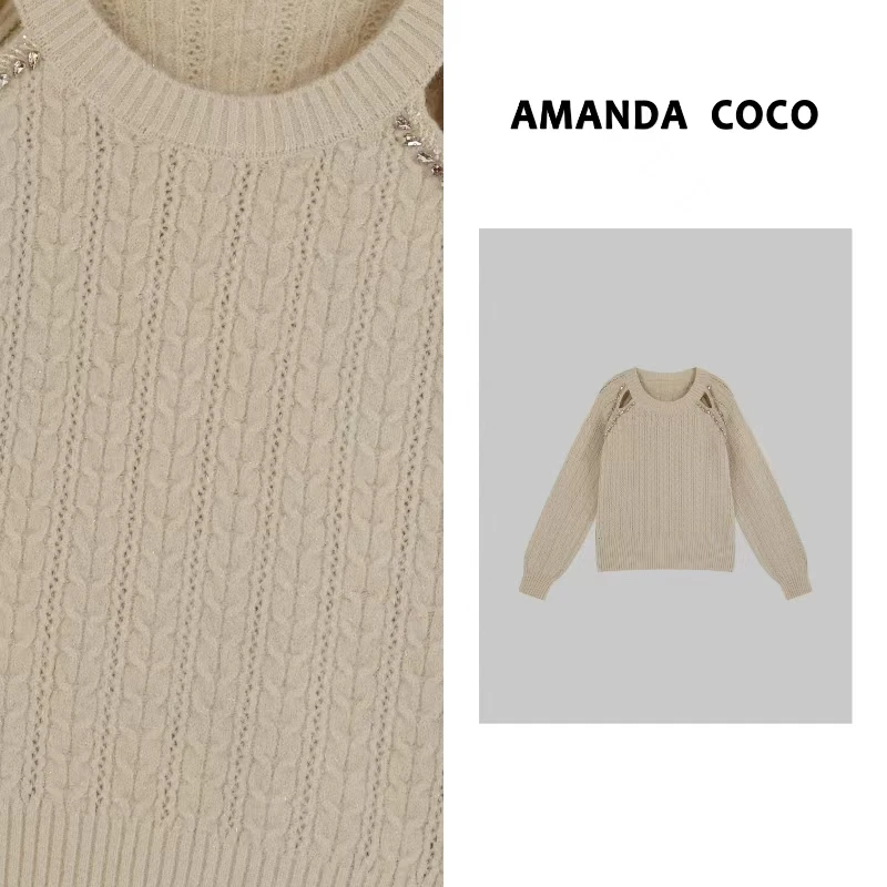 Ada# 设计师款~高定重工串钻气质毛衣