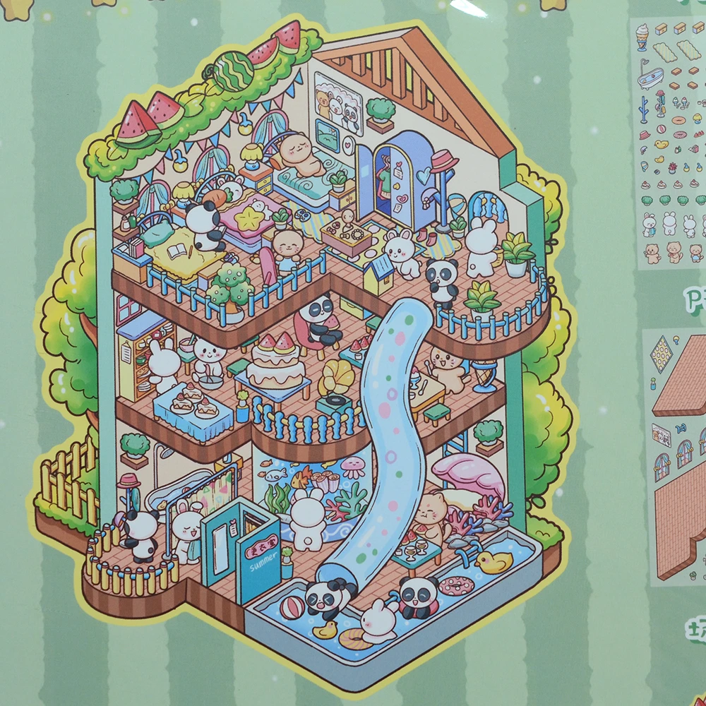 梦幻四季3D立体造景贴纸微缩造景贴纸diy小屋贴纸