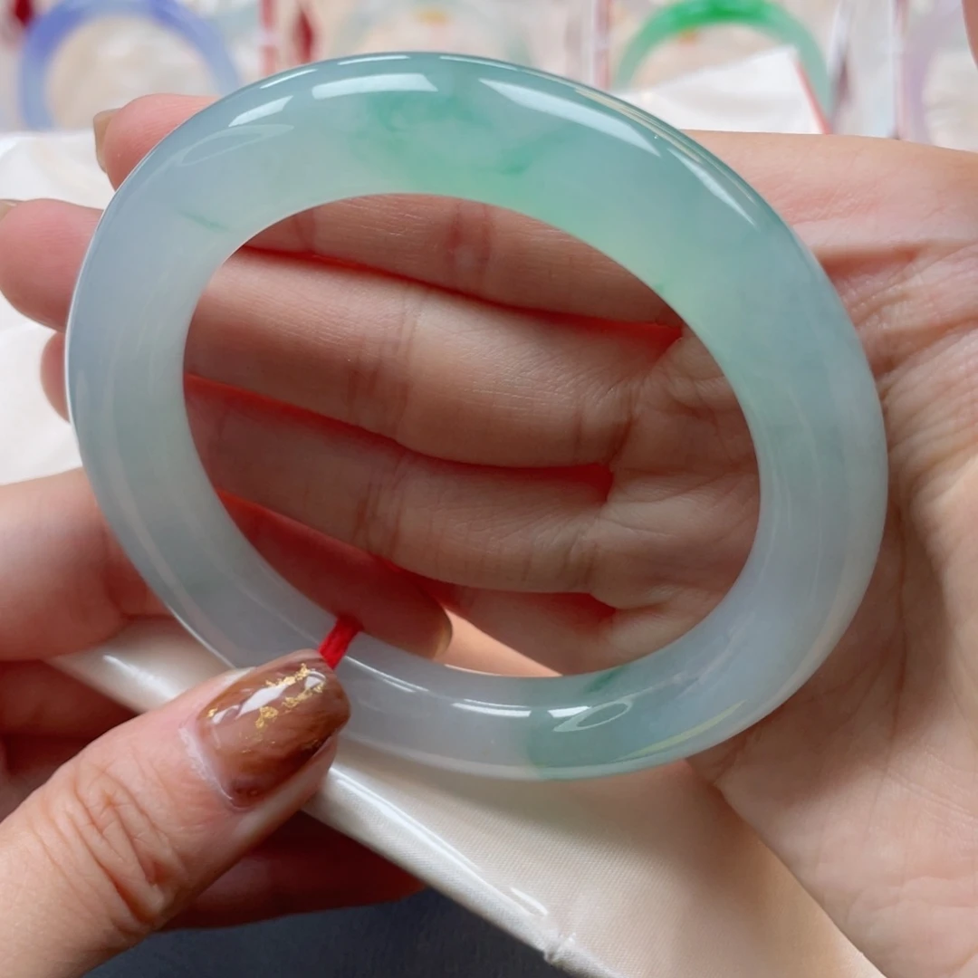 未镶嵌手镯翡翠59.2圆条 薄荷曼波绿 完美 毕业款20号