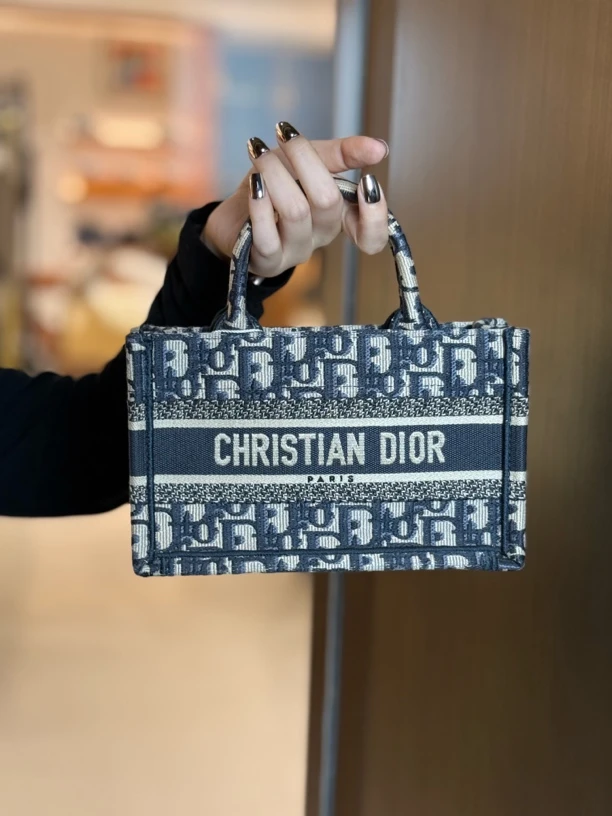 99新 DIOR/迪奥 99新迪奥/Dior托特mini蓝色和米色 11895593