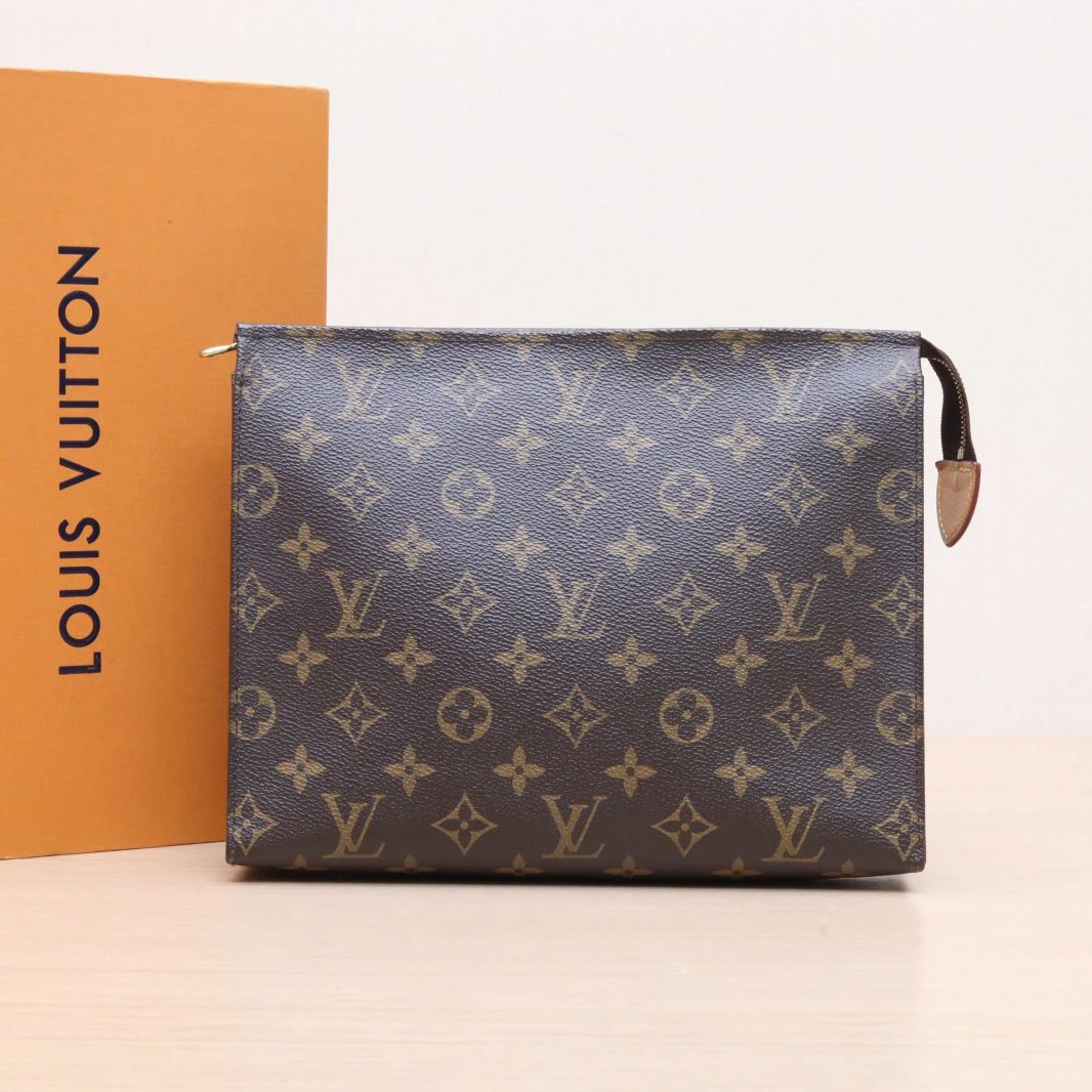 95新 LouisVuitton/路易威登 小花黑黑 洗漱包 老花 PVC 2017