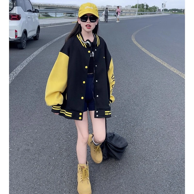 女童棒球服外套2025春秋新款儿童中大童女孩韩版宽松休闲夹克上衣