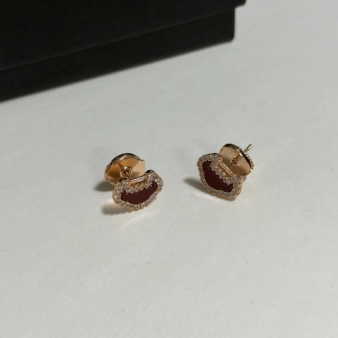 铜合金耳饰 2242 红色锁扣耳钉