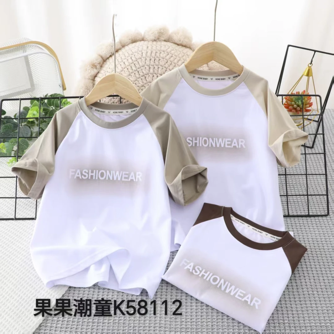 高定短袖K58112洋气夏季个性时尚透气高端儿童户外网红半袖印花