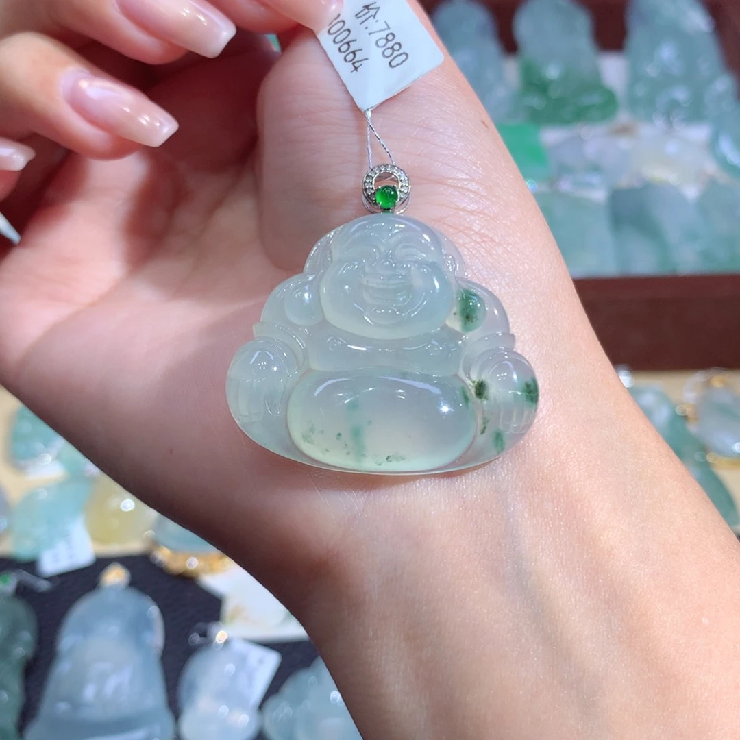 吊坠(不含链)18K金镶嵌翡翠
