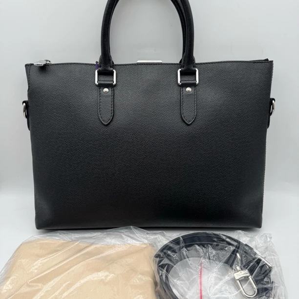 99新 LouisVuitton/路易威登 98新黑灰色十字纹手提公文包/2033