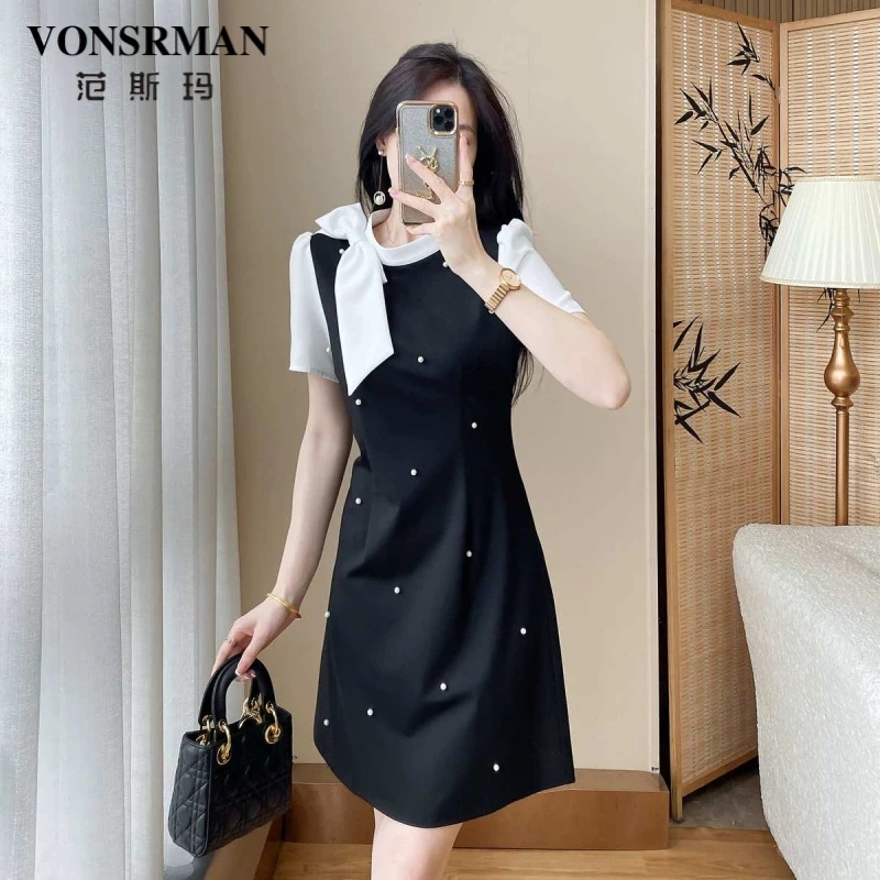 法式千金小香风连衣裙女夏季2025新款高级感气质显瘦赫本风小黑裙