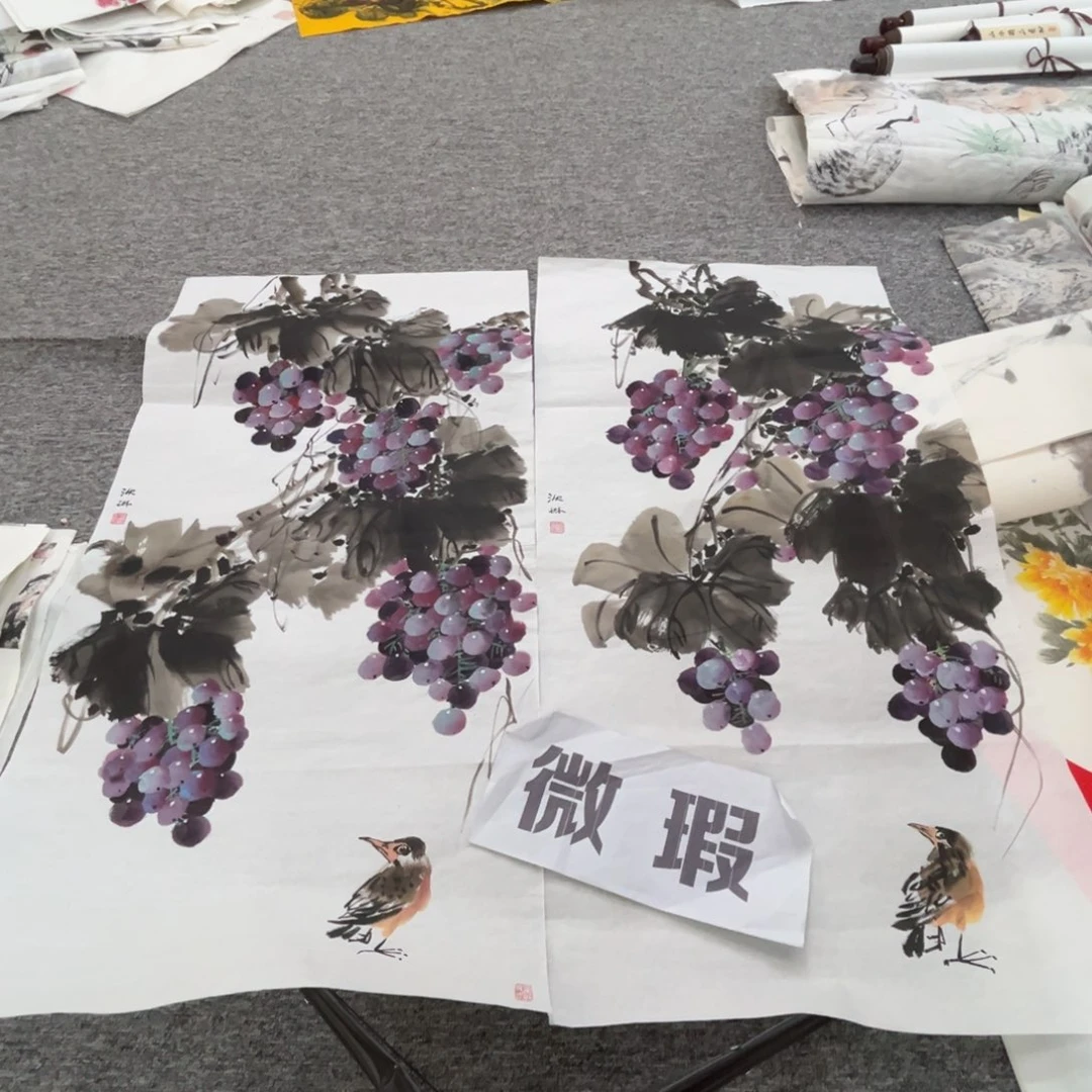 国画沈琳老师三尺绘画两张微瑕介意慎拍