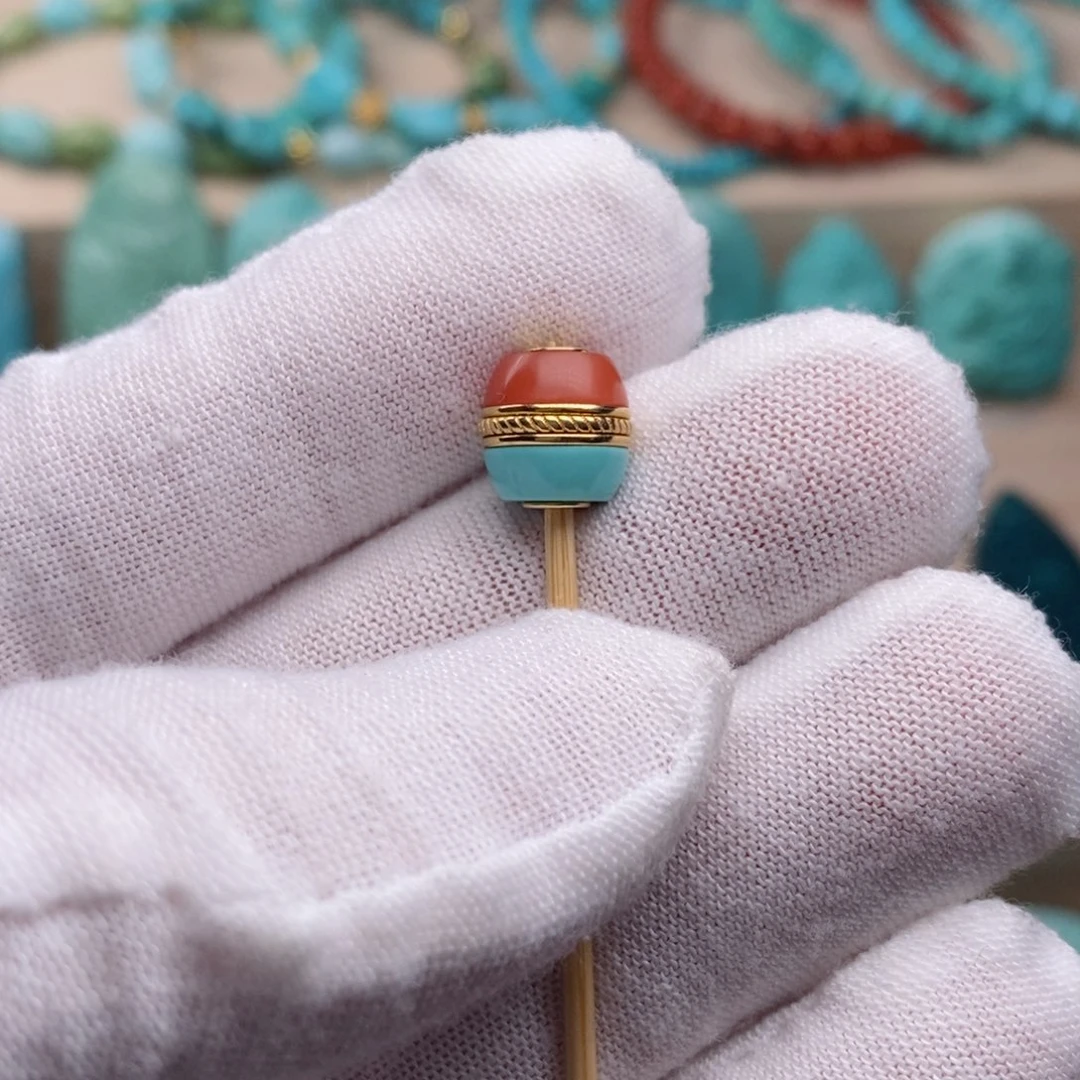 绿松石挂件18K金镶嵌