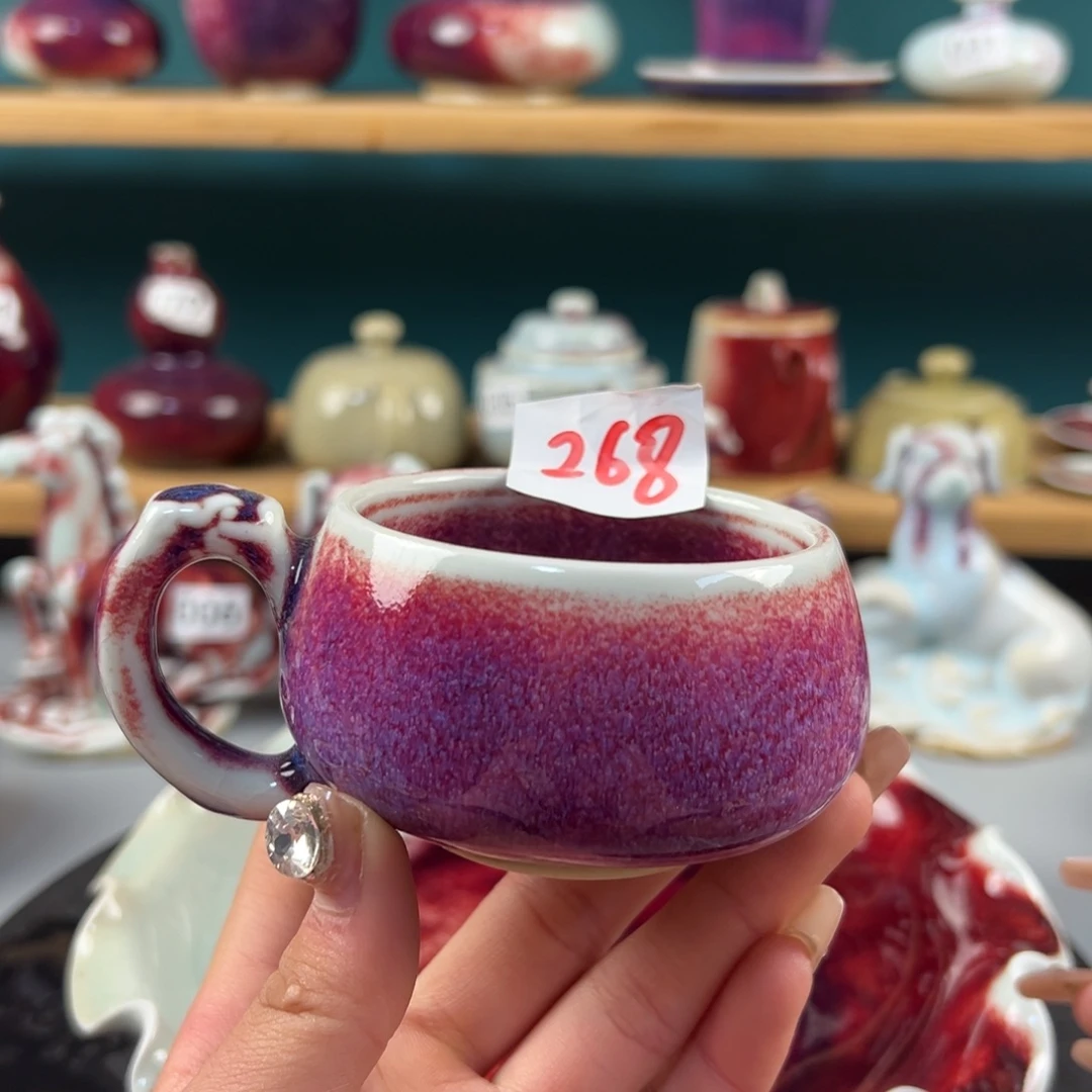 瓷片微瑕办公杯纯手工