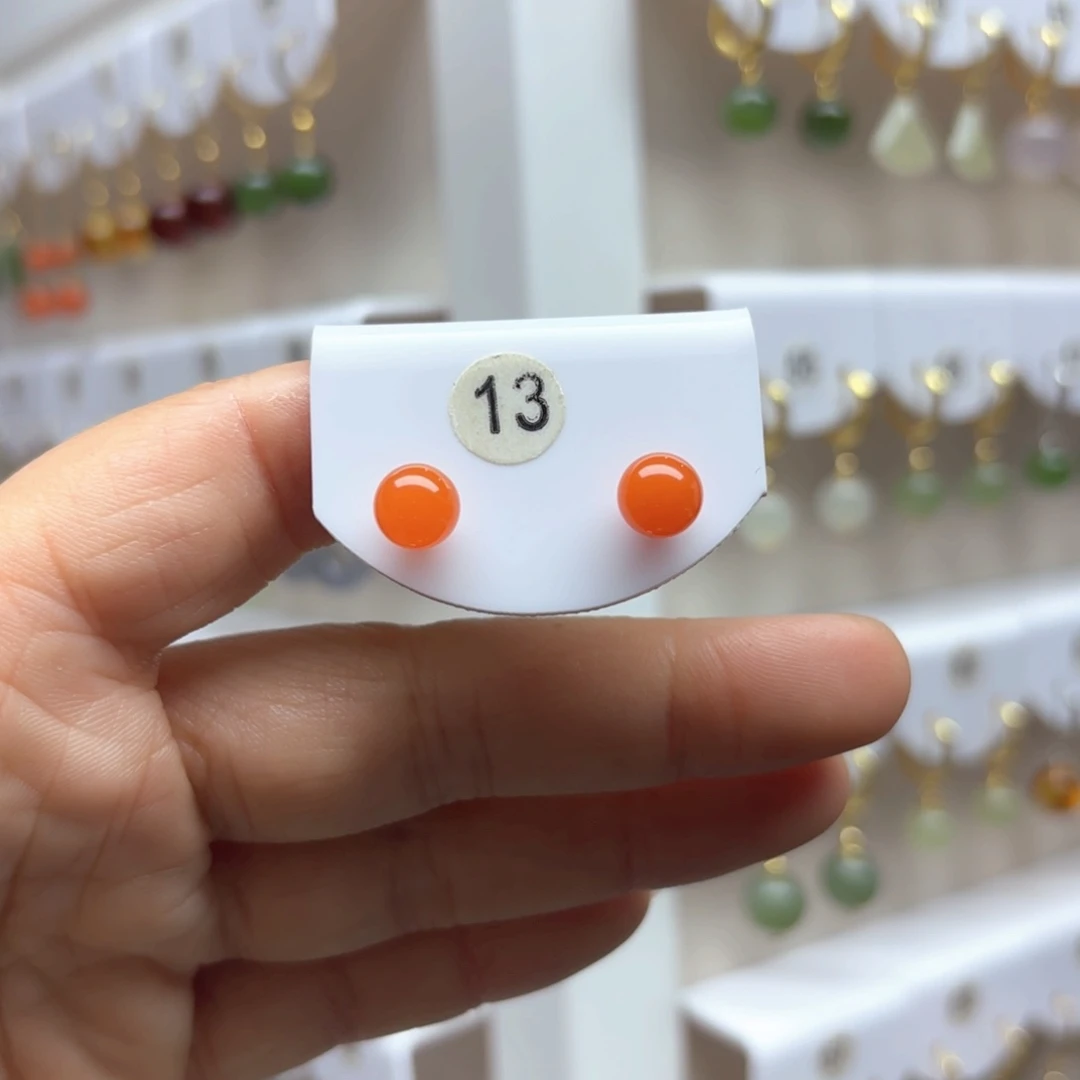 南红玛瑙耳饰18K金镶嵌