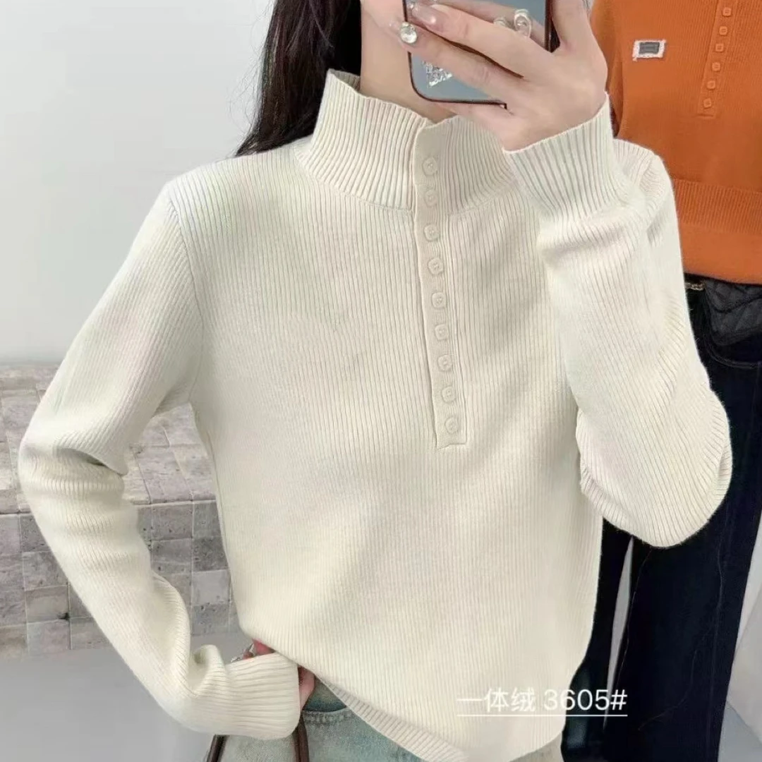 3605 秋冬加绒针织衫排扣