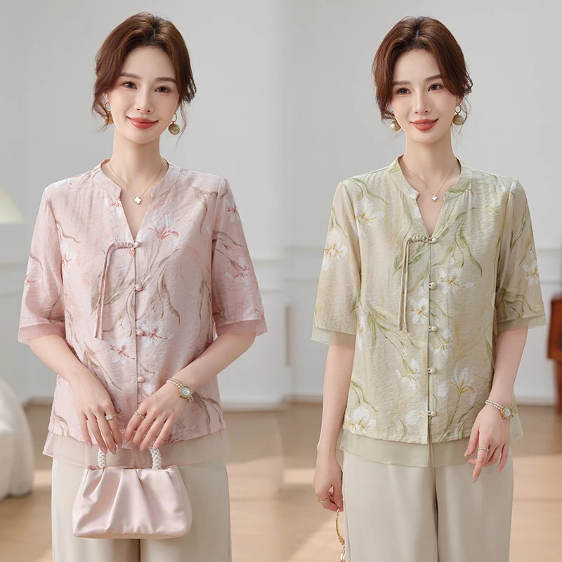 妈妈夏装套装洋气质时尚2025新款中老年女端庄大气薄款40岁50