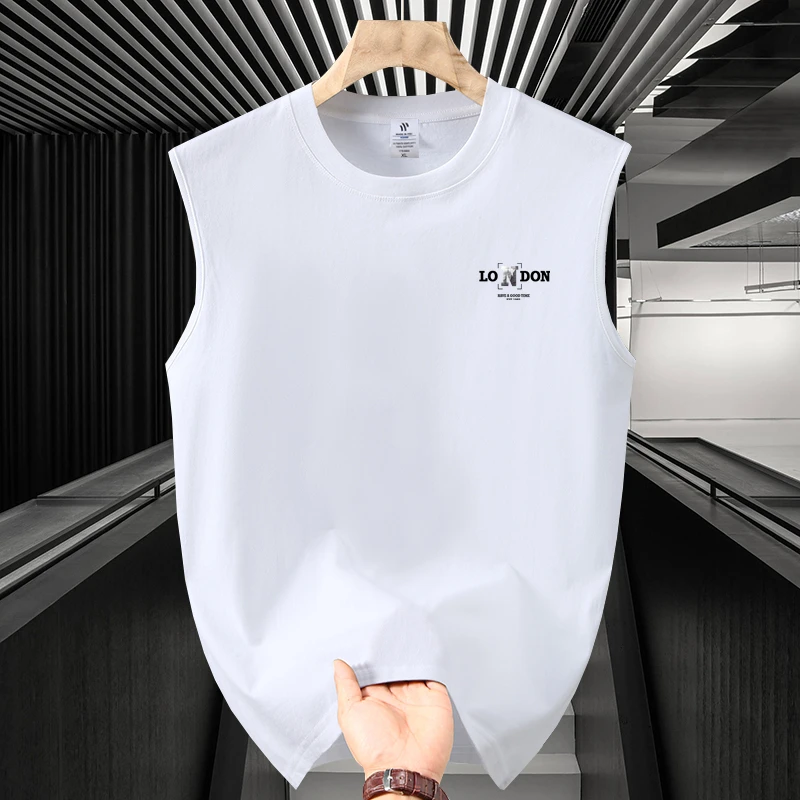 夏季新款纯棉圆领无袖潮流休闲运动跨栏潮流男女同款透气吸汗坎肩