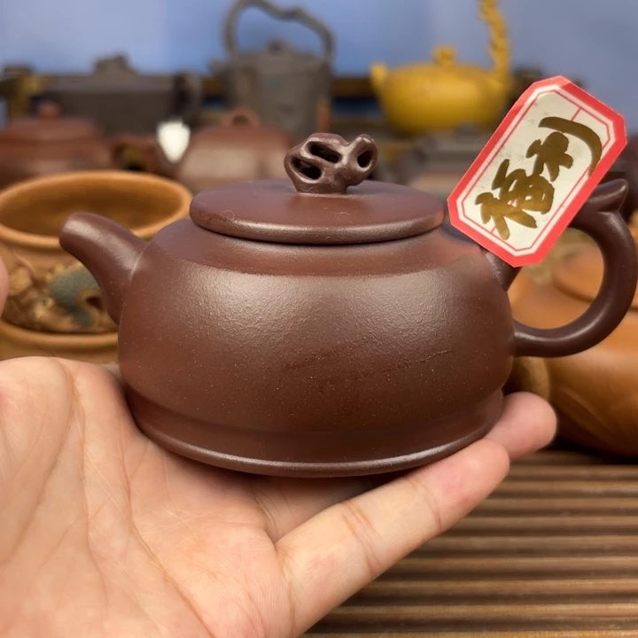 茶壶紫砂太湖石滴纽原矿老紫泥180c