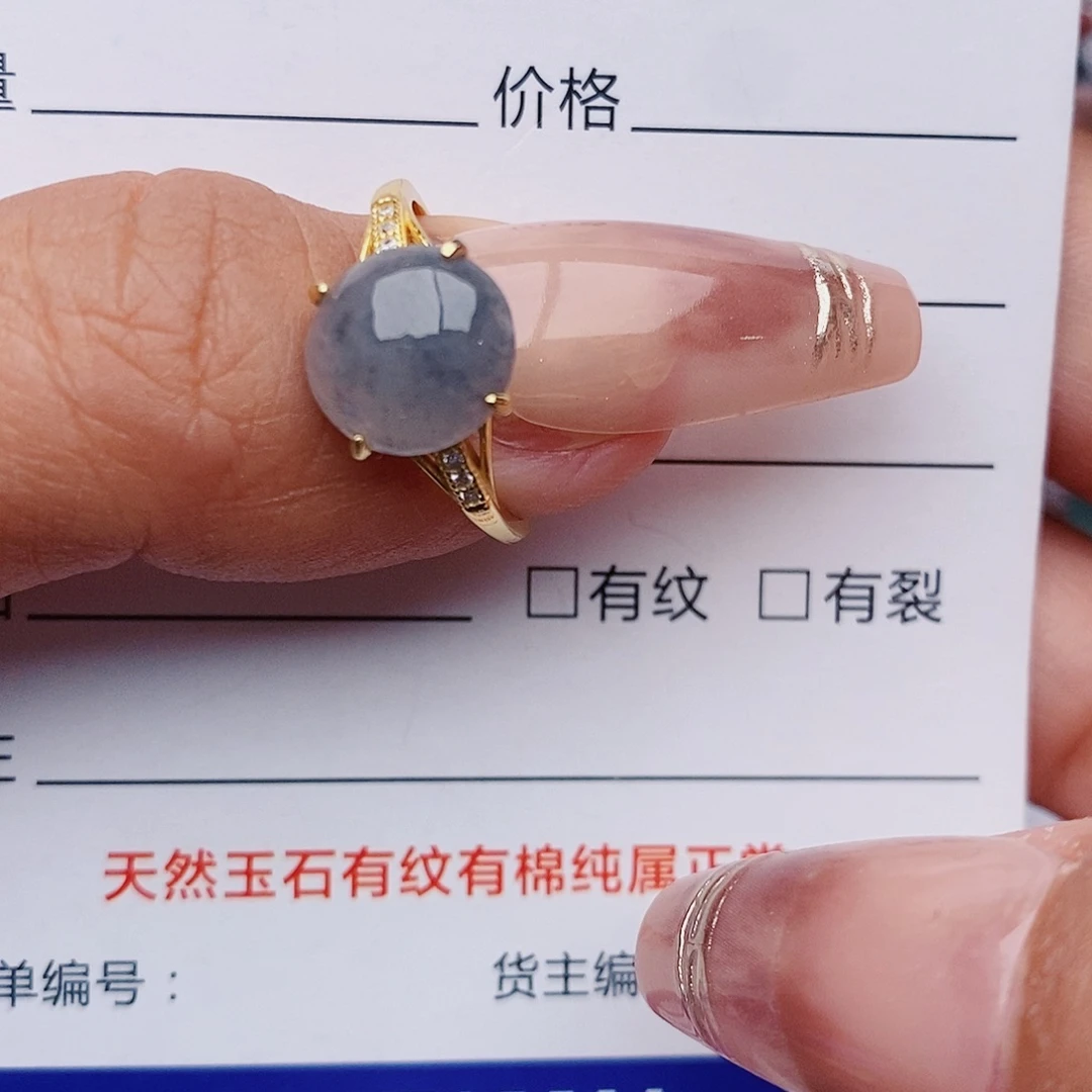 翡翠戒指银S925镶嵌戒指