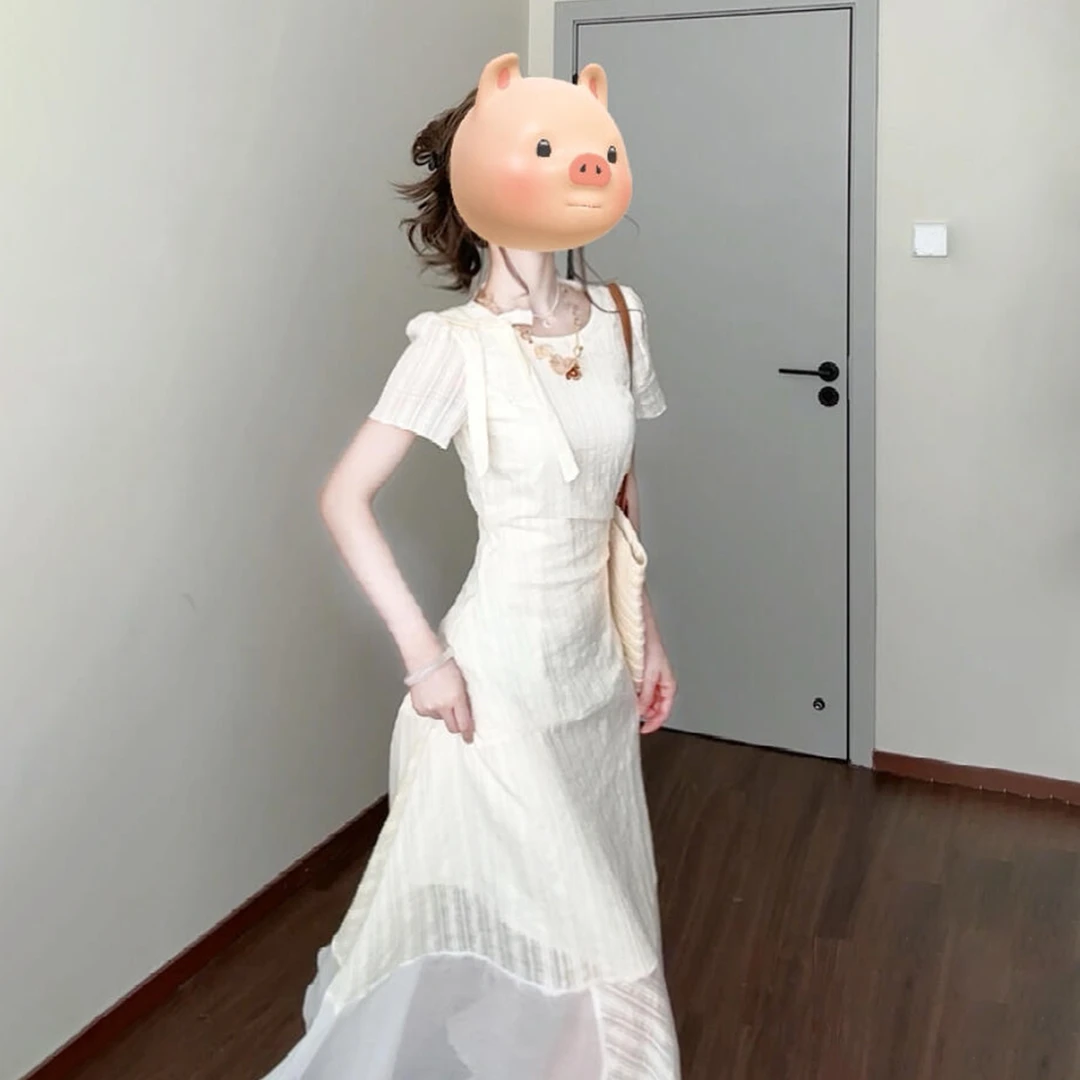海边度假不规则连衣裙子女装夏季2025新款法式初恋风收腰气质长裙