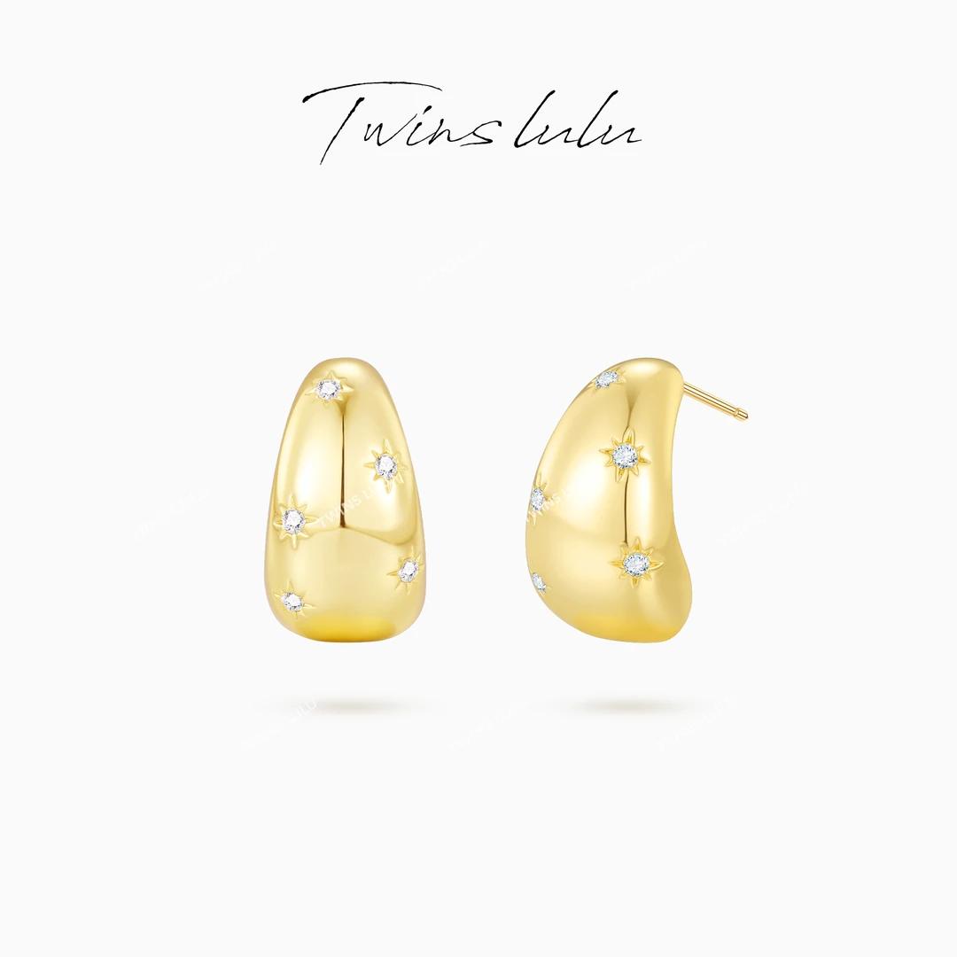 TWINS LULU 出游季 夏上新 简约经典水滴型六芒星耳环TSL2980