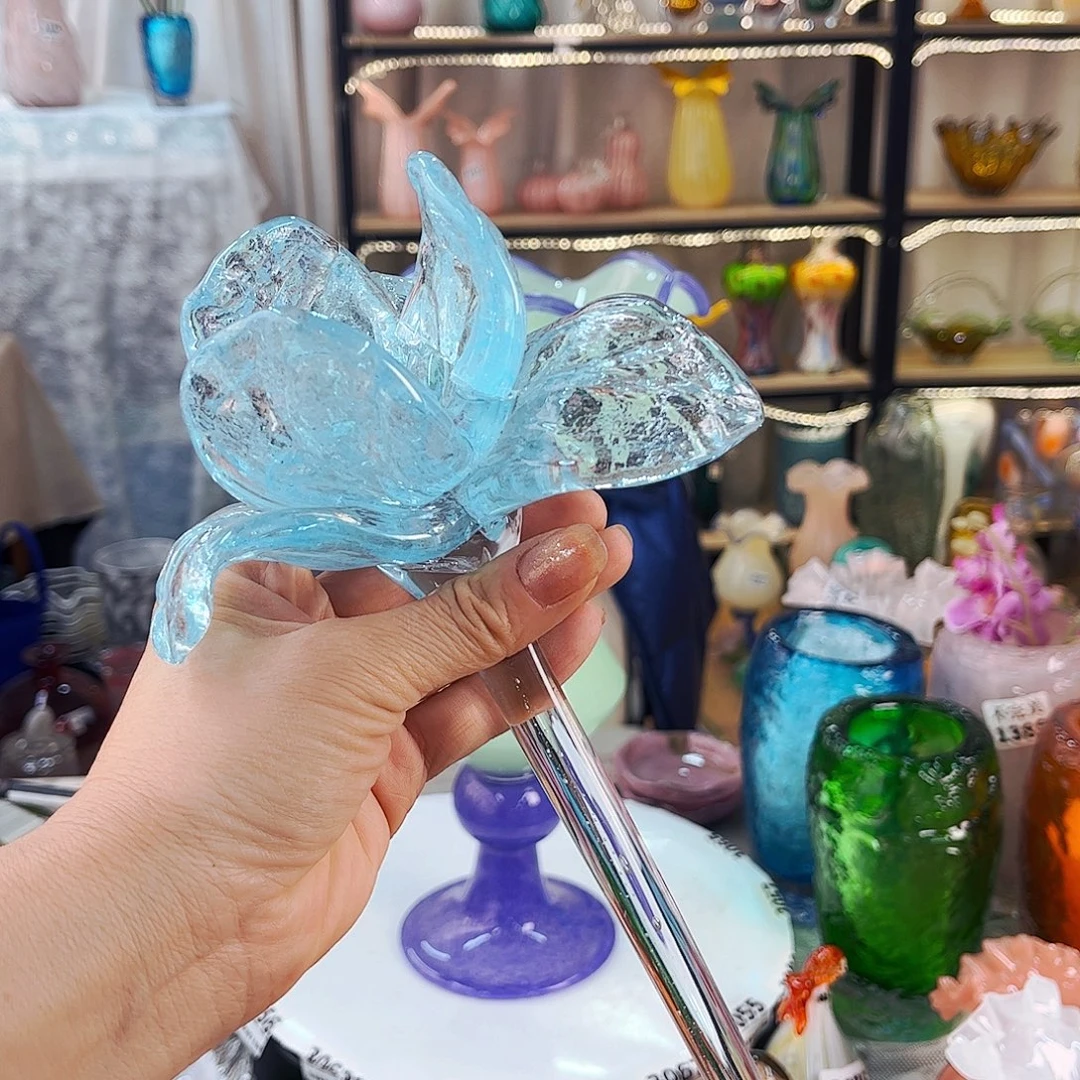 瑕花花家悦琉璃工艺品短杆