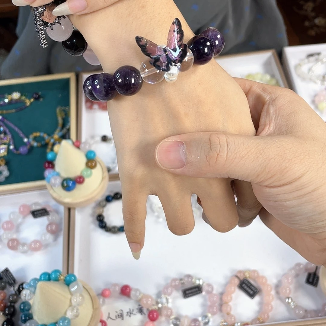 水晶手链银S925镀金镶嵌