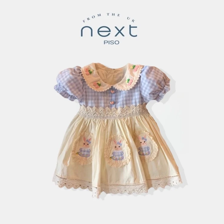 女童洛丽塔公主裙2025夏季新款女宝宝洋气甜美泡泡袖娃娃领包屁裙