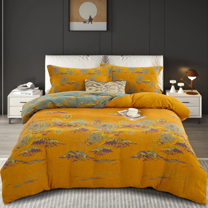 良品绘【游园清梦-黄大版】A类四件套全棉双纱棉柔软舒适乔迁之喜