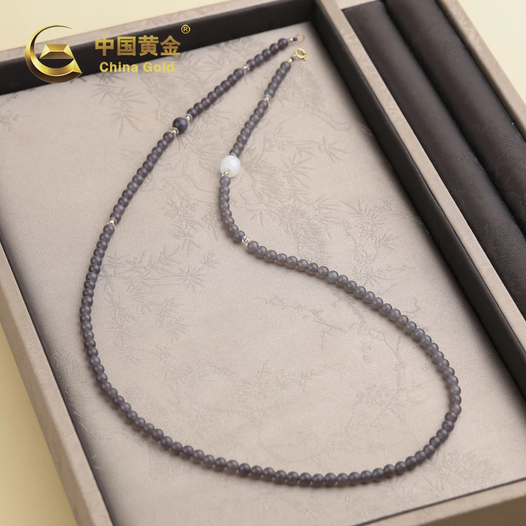 【中国黄金】云烟 | 和田玉*项链*18K金镶嵌-X4020-臻