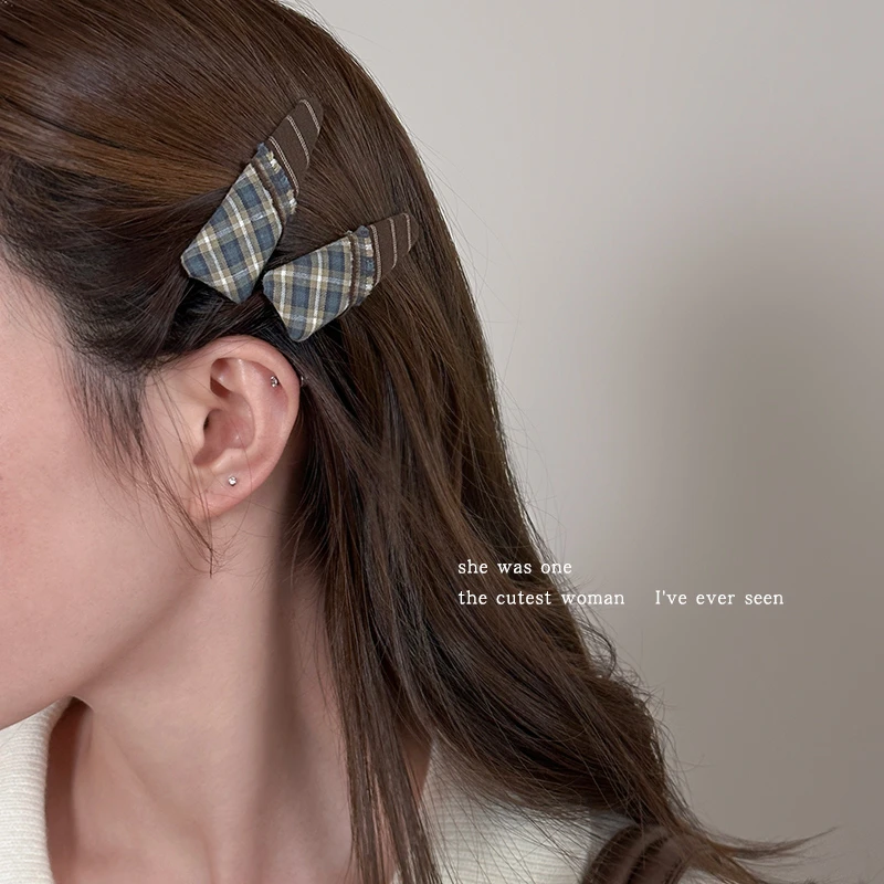 欧尼同款格纹拼接发夹边夹侧边碎发刘海夹女款高级感韩系bb夹发饰