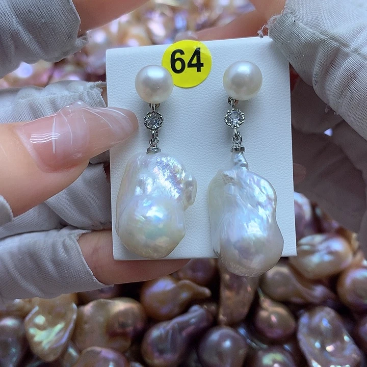 淡水珍珠耳饰银S925镶嵌