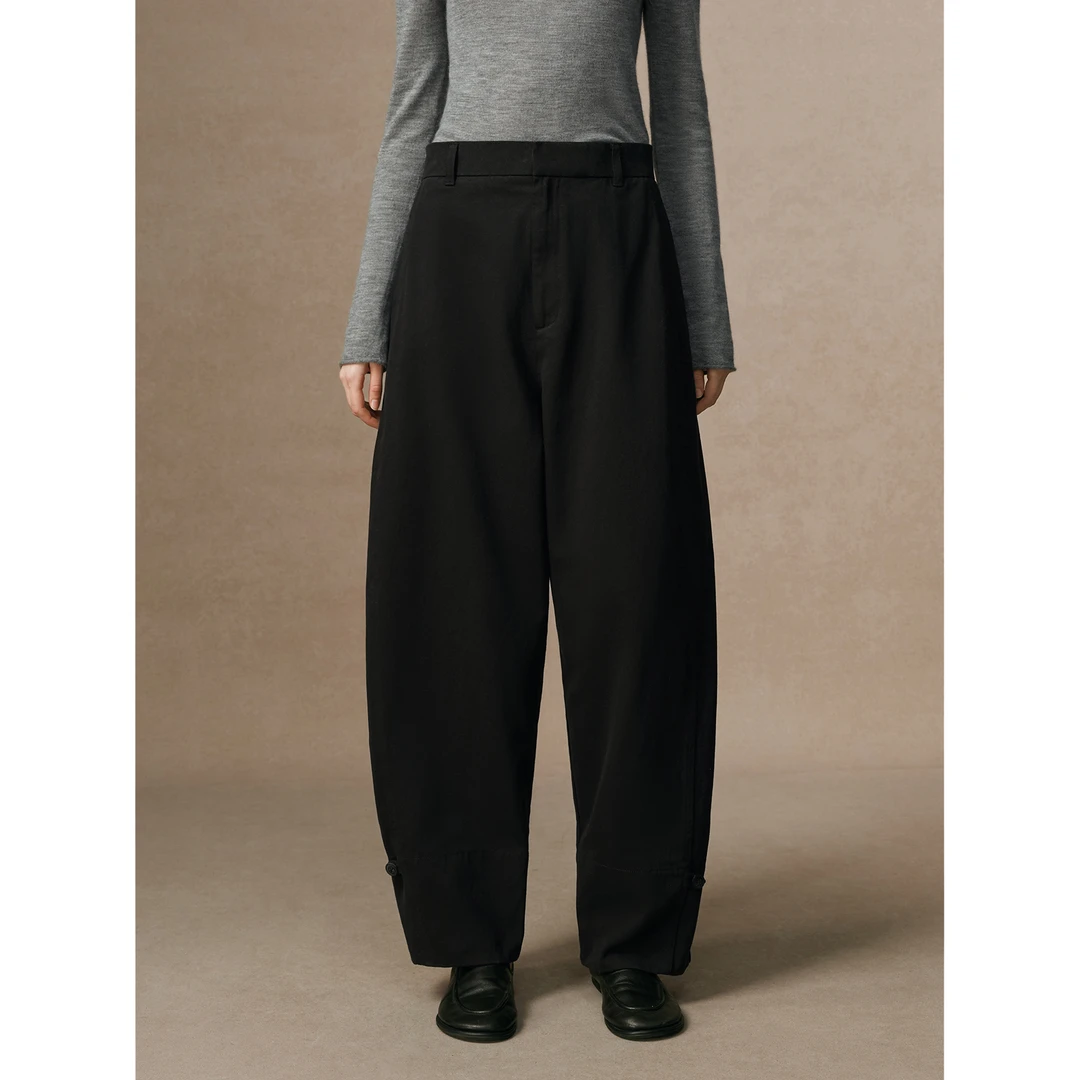 华吉言/HUAJIYAN【波比裤】100长绒棉可调节脚口三片式镰刀型休闲裤