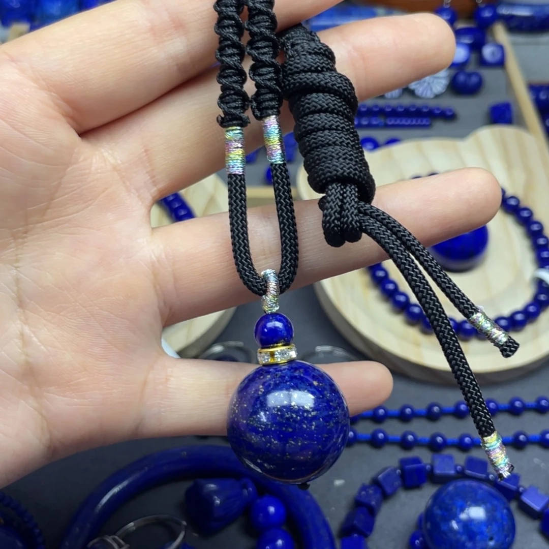 青金石未镶嵌圆珠挂脖