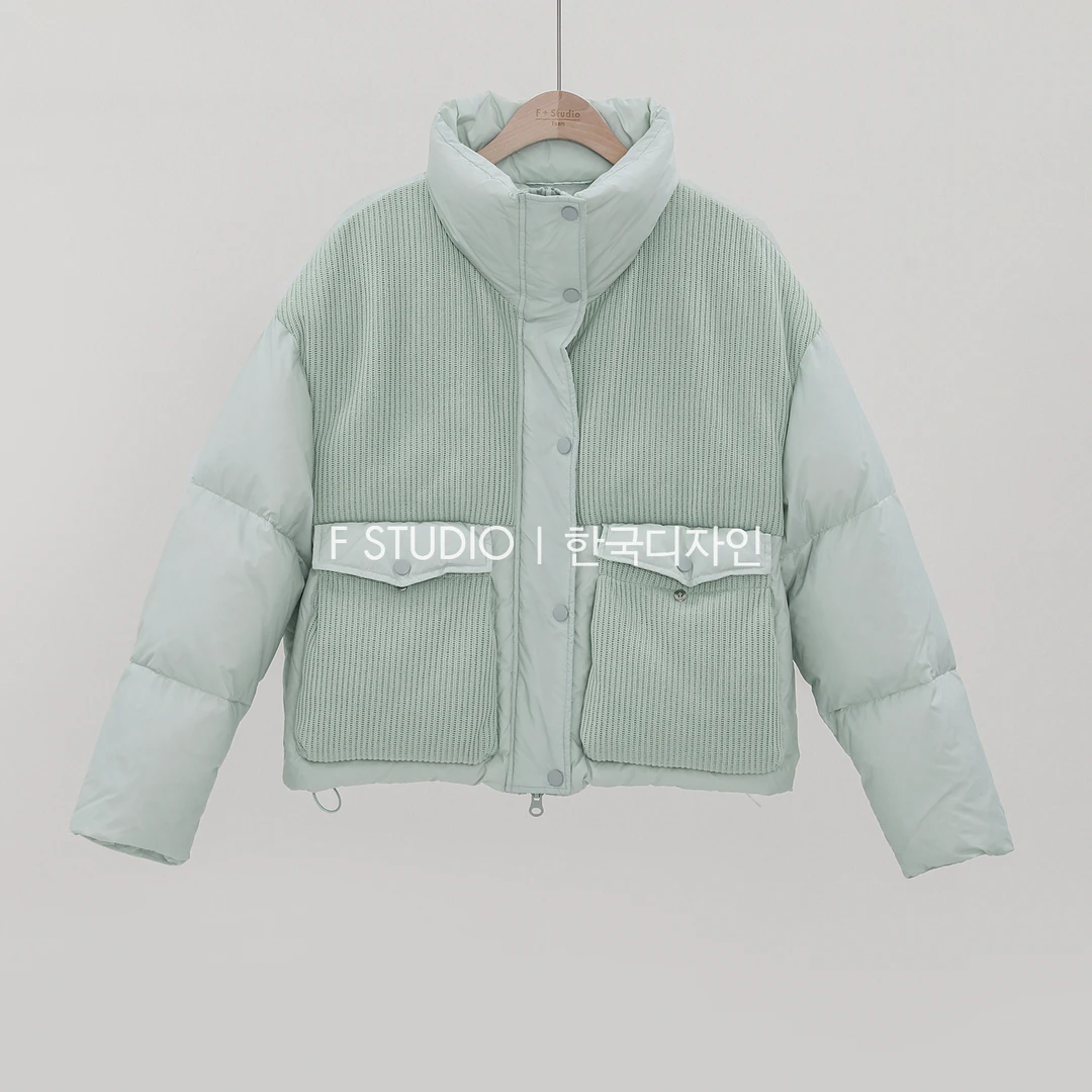 【冰棱薄荷】针织拼接短款羽绒服FS310W052【ZY专属】