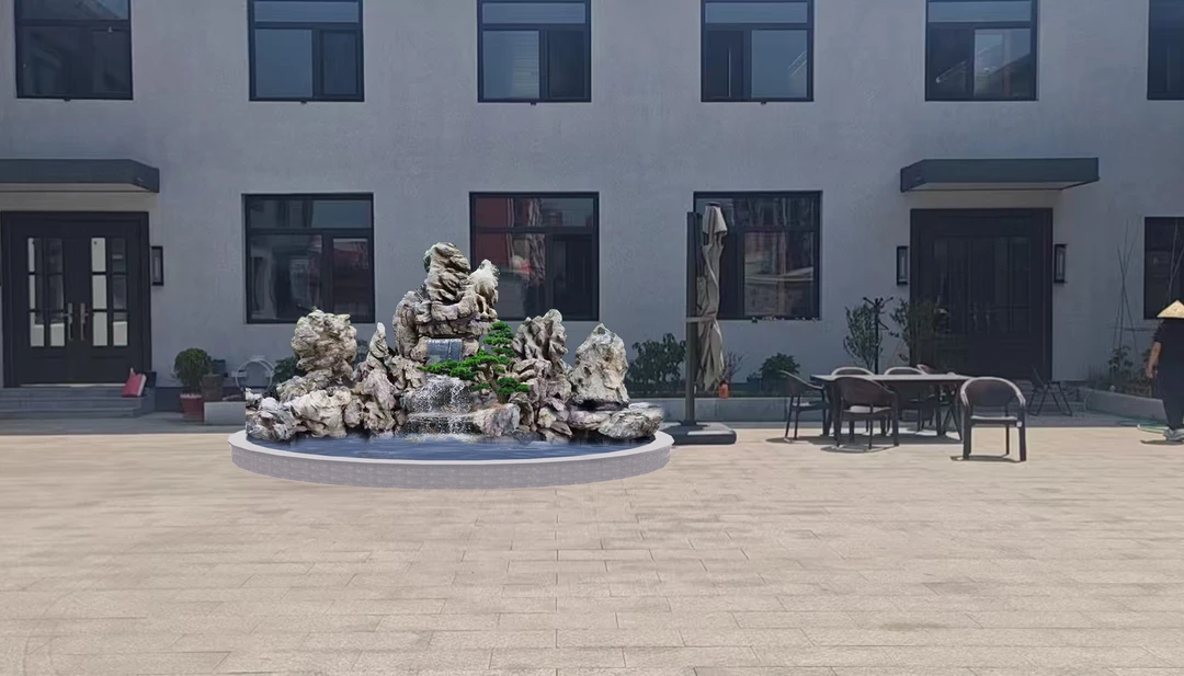 大型假山流水景观用于庭院别墅鱼池园林造景